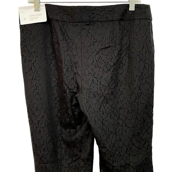 LOFT Marisa Black Eyelet Straight Leg Pants Fully Lined Sz 8 New with Tags - Picture 5 of 7